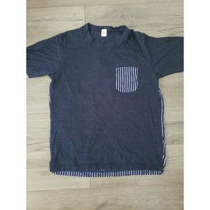 Takeo Kikuchi Navy And White Striped Tshirt